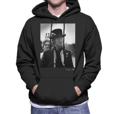 John Lennon With Feather Hat B&W Men's Hooded Sweatshirt - Don't Talk To Me About Heroes