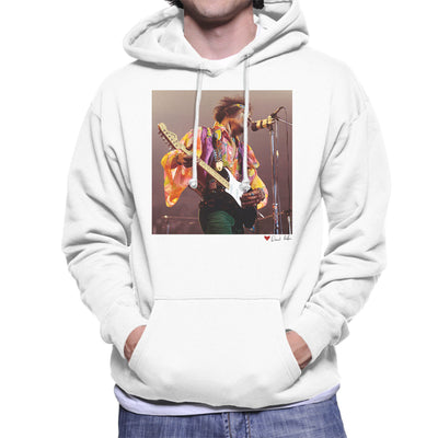 Jimi Hendrix At The Royal Albert Hall 1969 B&W White Men's Hooded Sweatshirt