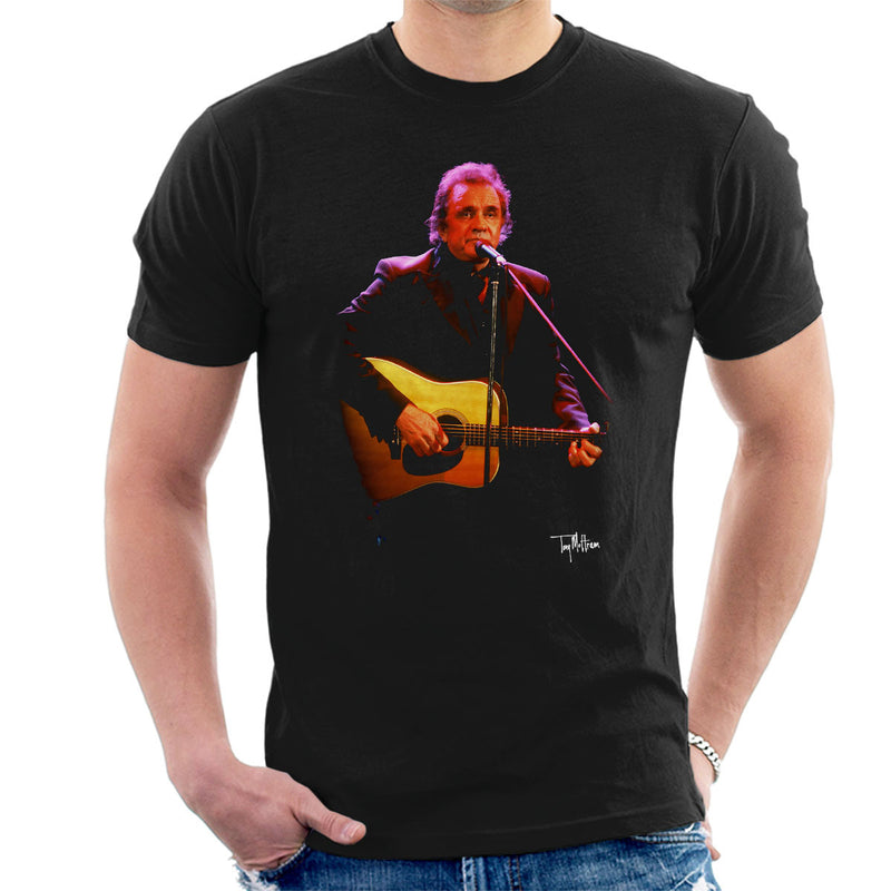 Johnny Cash Playing Guitar Men's T-Shirt - Don't Talk To Me About Heroes
