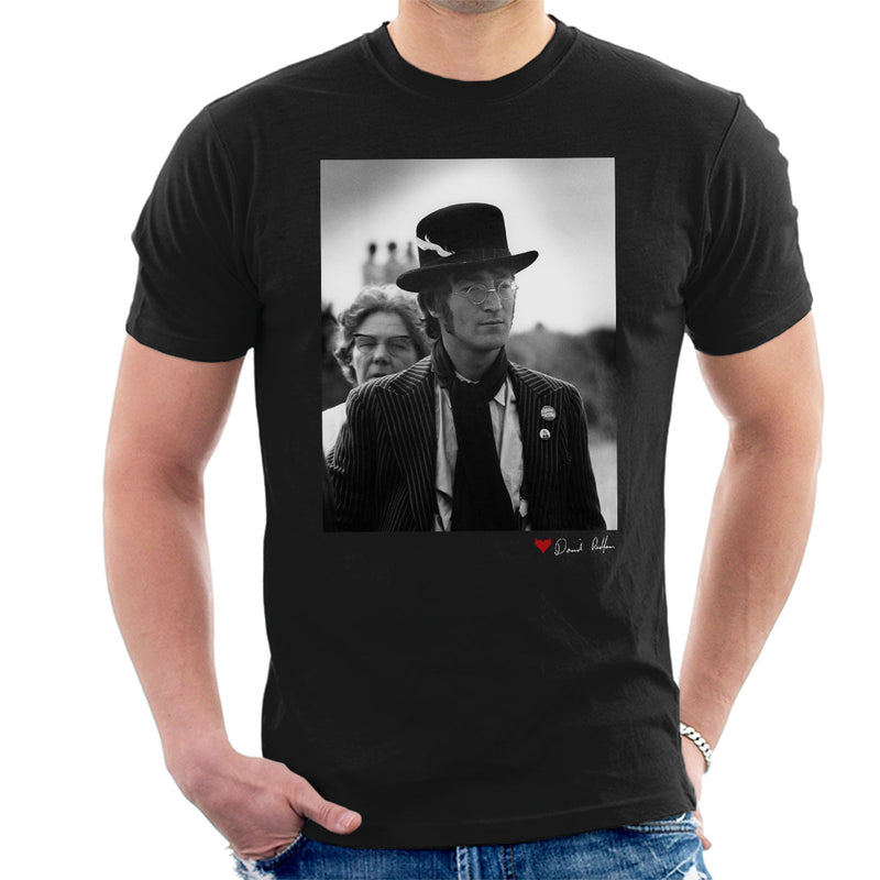 John Lennon With Feather Hat B&W Men's T-Shirt - Don't Talk To Me About Heroes