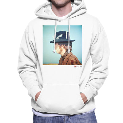 John Lennon With Feather Hat White Men's Hooded Sweatshirt - Don't Talk To Me About Heroes