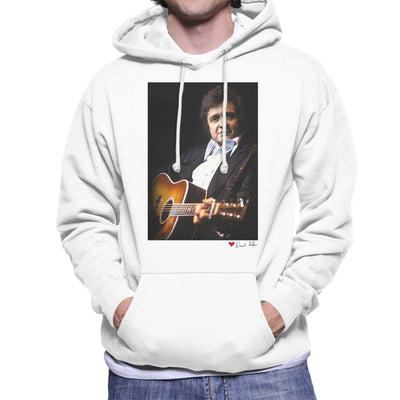 Johnny Cash Performing Guitar Shot London 1983 White Men's Hooded Sweatshirt
